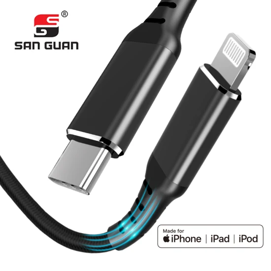 Großhandel Micro-USB-C-Lightning-Kabel mit Mfi-zertifiziertem 3FT 6FT Nylongeflecht 60W Schnelllade-Datenkabel für iPhone PRO/Airpods Autorisierte Fabrik